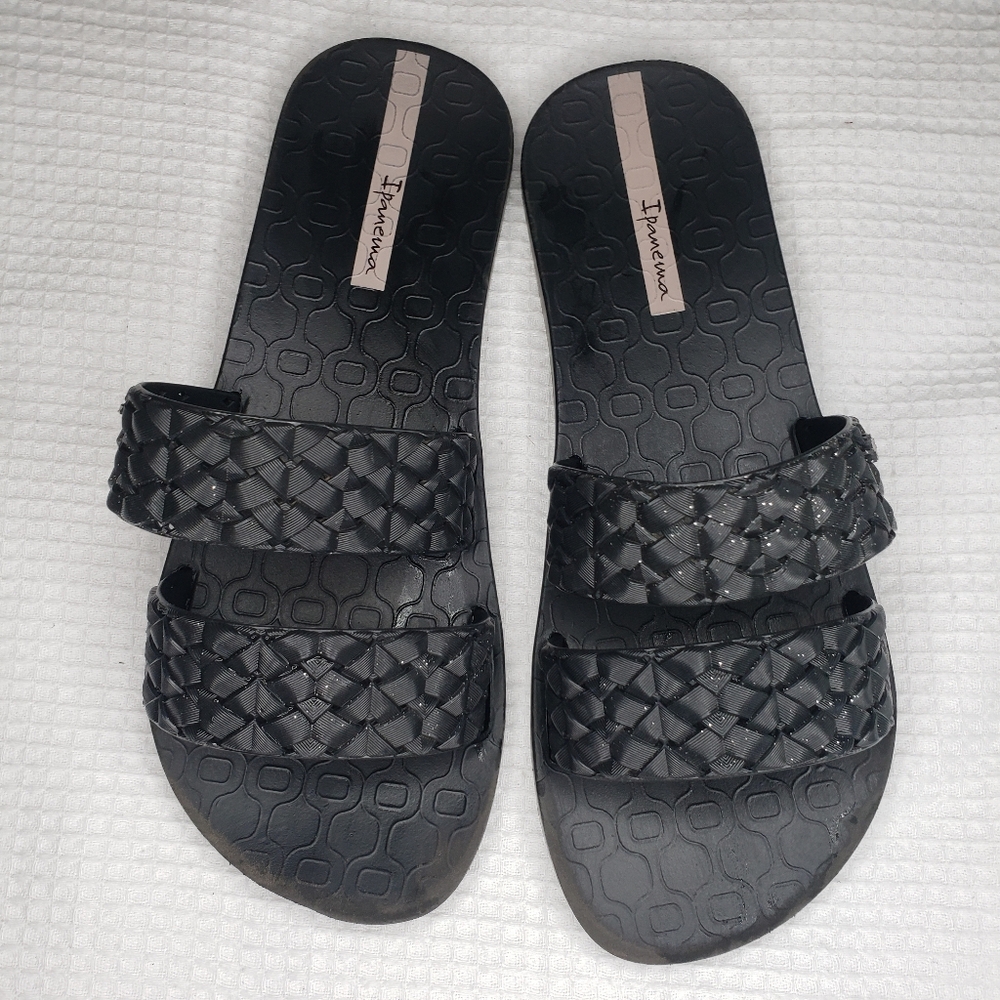 Ipanema Renda II Women's Size 6 Black Glitter Sandals